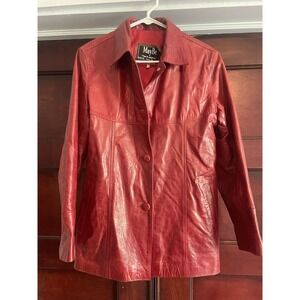 MayBe Red Leather Vintage Jacket Size 1